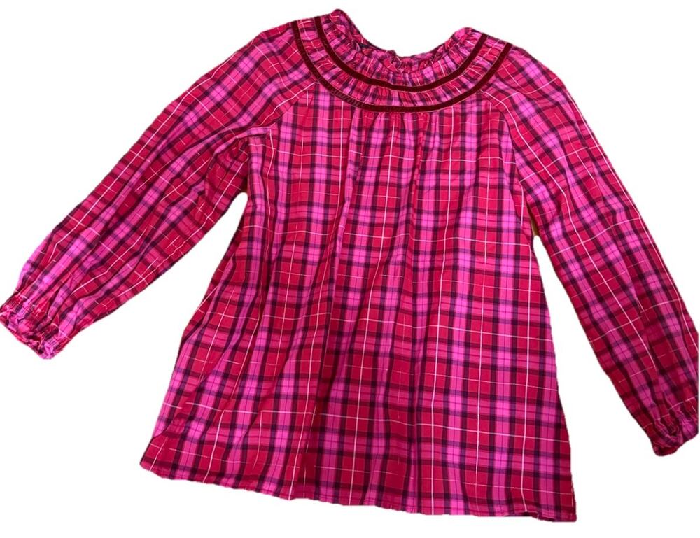 TALBOTS Women’s Cotton Metallic Pink Blouse 1/4 Sleeves Made in India Size Small